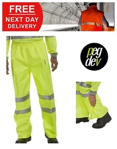 UNISEX HIVIZ SAT/YELLOW BIRKDALE TROUSERS SIZES S-3XL HGBITSY - Picture 1 of 2