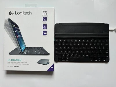 $100 Logitech Ultra Thin Black Aluminum Keyboard Model 920006215 Apple iPad Air - Image 1 of 4