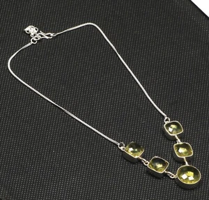 Lemon Quartz Gemstone Solid 925 Sterling Silver Handmade Necklace Jewelry - Picture 1 of 1