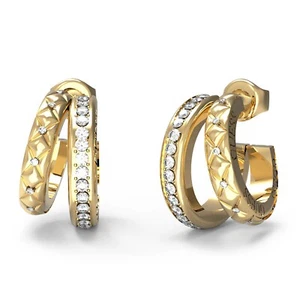 Guess Women's Earrings Hoop Two-Tiered Gold Colored JUBE04587JWYGT-U - Picture 1 of 2