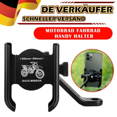 Alu Motorrad Halterung Fahrrad Handy Rückspiegel Halter Clip Lenkerhalterung - Bild 1 von 4