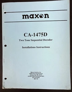 MAXON 1995 CA-1475D Two Tone Sequential Decoder Installation Manual SVC-CA-1475D - Picture 1 of 4