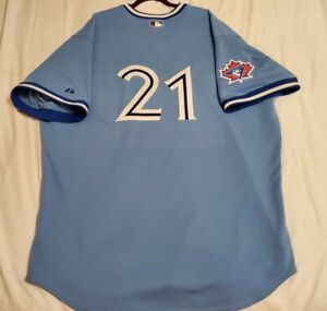Authentic! Majestic SIZE 60 4XL, ROGER CLEMENS TORONTO BLUE JAYS ON FIELD Jersey