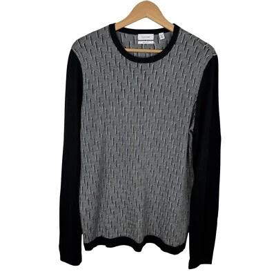 Suéter masculino de malha Calvin Klein tamanho M preto fio italiano manga longa conforto macio - Imagem 1 de 4