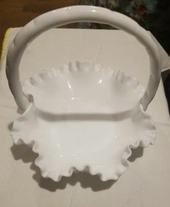 Fenton Large Milk Glass Hobnail Bowl With a Beauitiful Handle - Picture 1 of 4