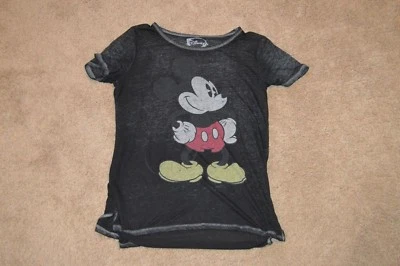 Disney Mickey Mouse TAILLE S Chemise Manche Courte T-Shirt Noir Cisaillement - Photo 1/3