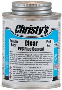Christy's Clear PVC Cement Regular Body Fast Set Low-VOC 1/2 Pint 8 fl oz - Picture 1 of 1