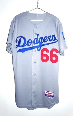 Majestic Authentic Los Angeles Dodgers Yasiel Puig Road Grey Jersey 40 Cool Base - Image 1 of 4