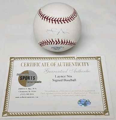Laynce Nix Signed Auto Rawlings Official Major League Baseball RANGERS COA - Image 1 of 2