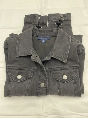 Chaqueta Vaquera Charter Club Talla M Carbón Elastizada Manga Con Cordones Motociclista Rocker Foto 1 de 4