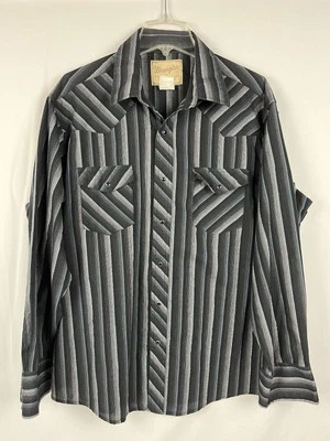 Wrangler Western Men's Metallic Pearl Snap Long Sleeve Shirt See Measurements - Image 1 of 4