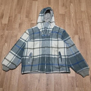 Vintage WOOLRICH Full Zip Plaid Hooded Jacket Fur Lined Size 44 - Picture 1 of 9