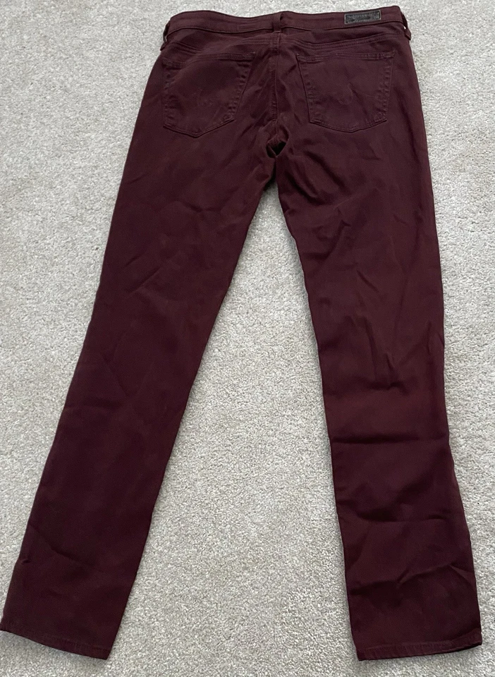 Pantalones de mezclilla al tobillo AG Adriano Goldschmied the Stevie talla 26 granate/ciruela ajustados Foto 1 de 4