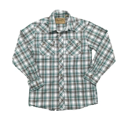 Camisa Wrangler Retro Western Juvenil Grande Verde Perla Prendas de Trabajo a Presión Vaquero Rodeo Foto 1 de 4