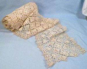 Guipure Lace Trim 4.75 Yds. Cream Color 6in. Wide Flower Design Vintage - Picture 1 of 4