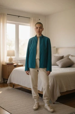 CHICO'S TEAL JACKET SHELL LEATHER  - Image 1 of 4