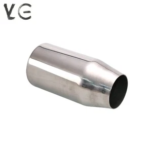 1x Polished Universal 2'' Inlet 3'' OD Exhaust End Tips Muffler Pipe Tip 150mm - Picture 1 of 3