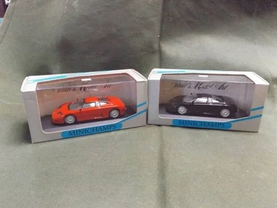 MINICHAMPS 1/43 Bugatti EB 110 Diecast Model Car Confezione da 2 Nero e... - Immagine 1 di 4
