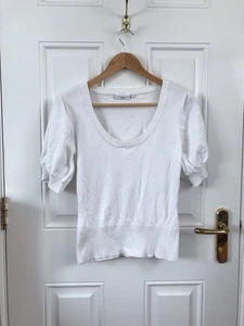 Vintage New Look Old Label Jumper Top Puff Sleeve White 80% Cotton Size 8 - Picture 1 of 8