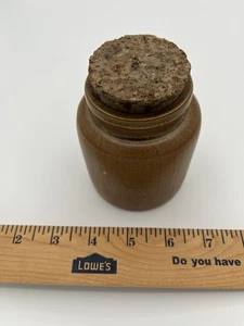 Vintage braun Steinzeug Topf Glas mit Korken, 3,75” hoch x 3,25” breit, 2,5” Durchmesser - Bild 1 von 5