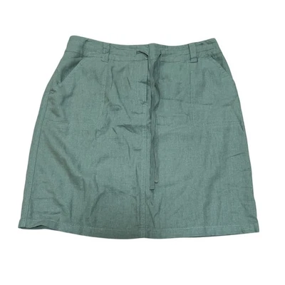 Falda Carga Bolsillo Cordón Cintura Verde Oliva Talla 12 Mezcla Lino Foto 1 de 4