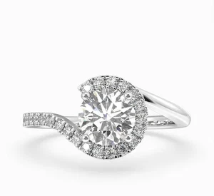 Anillo de compromiso de platino 950 certificado IGI diamante cultivado en laboratorio corte redondo de 1,40 quilates - Imagen 1 de 11