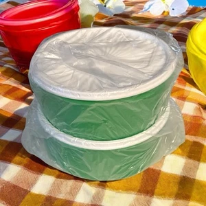 Nuevo Tupperware Juego de 2 BOTES APILABLES PARA GALLETAS/APERITIVOS SERVALIER Verde/Blanco - Imagen 1 de 6
