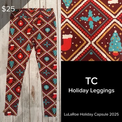 LuLaRoe NUEVO Leggings Vacaciones Navidad 2025 TC Alto Y Curvilíneo Adornos Árboles Foto 1 de 3
