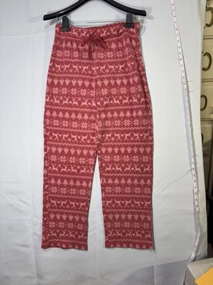 GIRLS FLEECE SLEEP LOUNGE PANTS SIZE S   Red Christmas Pattern 30X 25 - Image 1 of 4