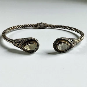 sterling silver 925 polki diamond cuff bangle bracelet - Picture 1 of 4