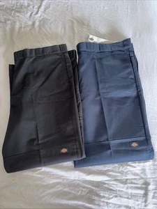 DICKIES 46x30 Pantalón de Trabajo Negro Suelto Sarga Pierna Recta Doble Rodilla Lote de 2 - Imagen 1 de 6