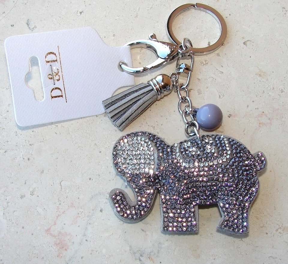 Elefante Portachiavi Portafortuna,ciondolo Borsa,strass da donna argento - Immagine 1 di 1