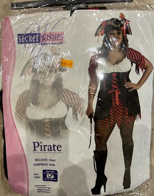 Secret Wishes Pirate Sexy Dress Red Black Costume Womens NEW Retail Pkg 14-16 - Image 1 of 2