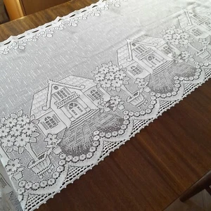 Schmaler Vorhang 61 Zoll B x 20 Zoll L weiß Spitze Bauernhaus Haus Baum Küche Fenster Volant - Bild 1 von 12