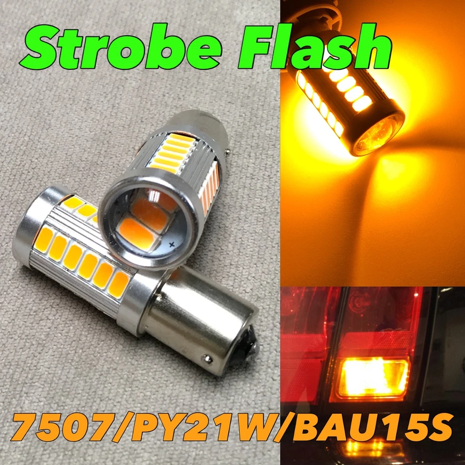 Lâmpada de seta traseira STROBE FLASH BAU15S 7507 PY21W 33 SMD LED âmbar W1 JAE - Imagem 1 de 1