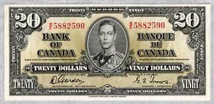 1937 Canada $20 Banknote, B/E, UNC - Picture 1 of 2