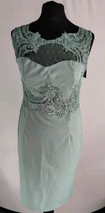 AX Paris Women's Dress Size 14 Tourqouise Lace effect Bodycon Sleeveless - Picture 1 of 6