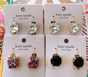 Kate Spade Square Drop Leverback Earrings, Choose Clear,  Glitter-multi, Black