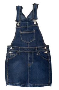 Jordache size 6 blue jean Denim Overall Jumper Jeweled Button latches bling Exc - Picture 1 of 4