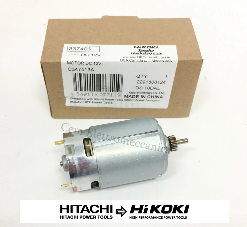 Motore ricambio originale 12 Volt Hitachi Hikoki 337406 per avvitatore DS10DFL2