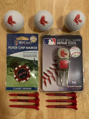 Red Sox Golf Items, Balls, Tees, Poker Chip Marker, Repair Tool, Ball Mark Cover