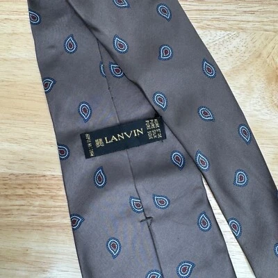 Corbata para hombre LANVIN Paris 100 % seda estampado de diseñador italiano en gris Foto 1 de 4