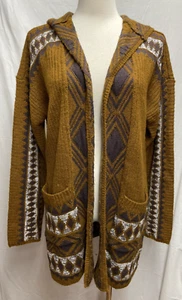Lucky Brand braun geometrisches Design vorne offen Kapuze Cardigan Pullover Medium - Bild 1 von 3