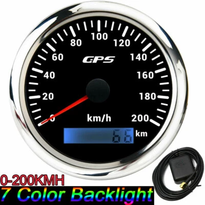 85mm Digital GPS Speedometer 0-200Km/h Odometer Gauge for Car Boat Motorcycle - Image 1 of 4