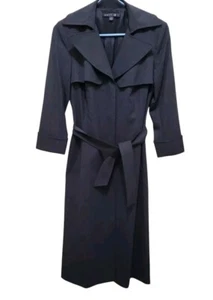 Lafayette 148 NY Wool Blend Size 2 Trench Style Button Front Knee Length Coat  - Picture 1 of 12