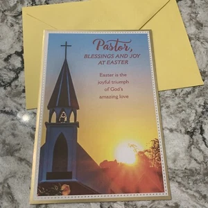 Frohe Ostern PASTOR Segen und Freude 5,5""x8"" religiöse Grußkarte - Bild 1 von 10