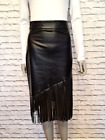 Asos Design Black Faux Leather Fringe Tassel Skirt, size 8