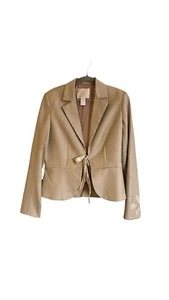 Rebecca Taylor Tan Tie Front Wool Blend Blazer Size 10 - Picture 1 of 10