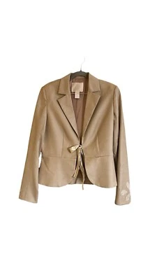 Blazer Rebecca Taylor Tostado Corbata Frontal Mezcla Lana Talla 10 Foto 1 de 4