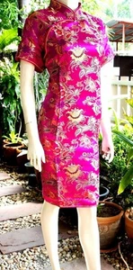 Asia-Miss China Geisha Qipao/Cheongsam-Kleid Dress/Kostüm Pink Gr.34-48 - Picture 1 of 4